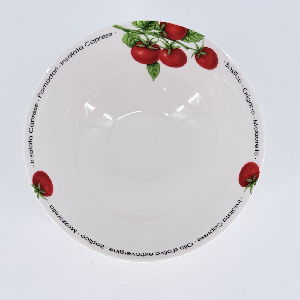 Crate & Barrel Tomato Pasta Bowl 8" Caprese Basil Mozzarella Design
